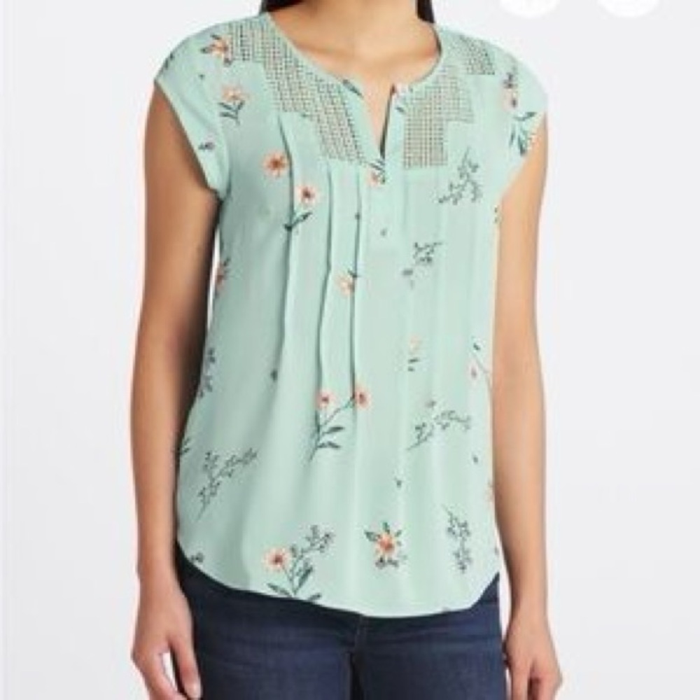 Daniel Rainn Mint Floral Cap-Sleeve Blouse - Picture 5 of 5